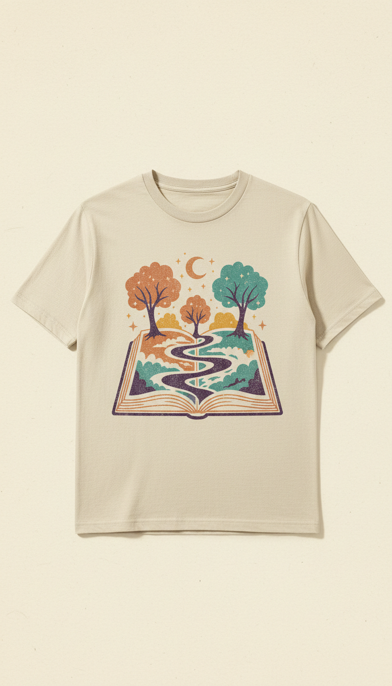 Graphic Tee with Book-Inspired Artwork